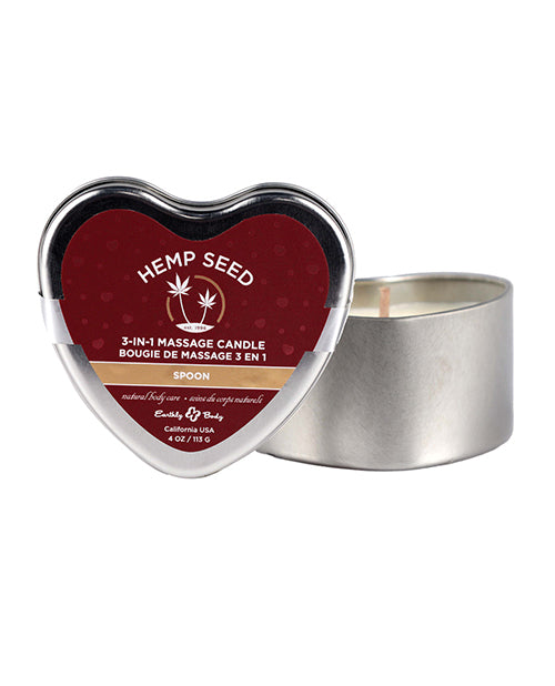 Earthly Body 2023 Valentine 3 In 1 Massage Heart Candle - 4 Oz Spoon