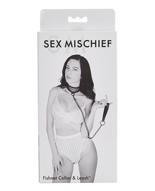 Sex & Mischief Fishnet Collar And Leash - Black