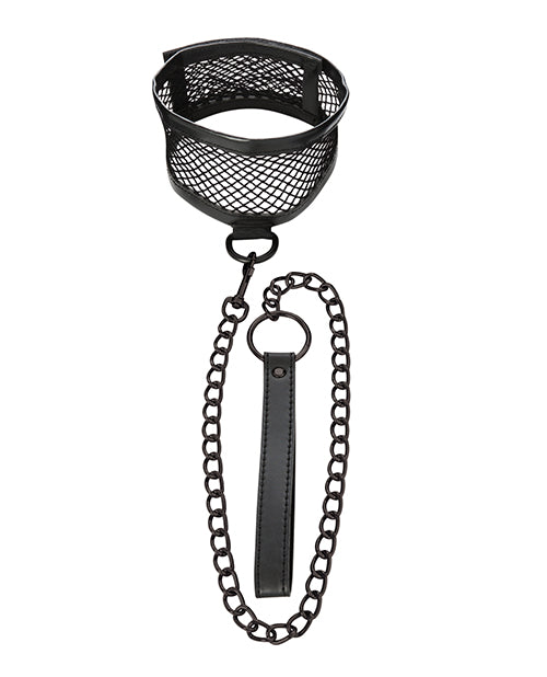 Sex & Mischief Fishnet Collar And Leash - Black