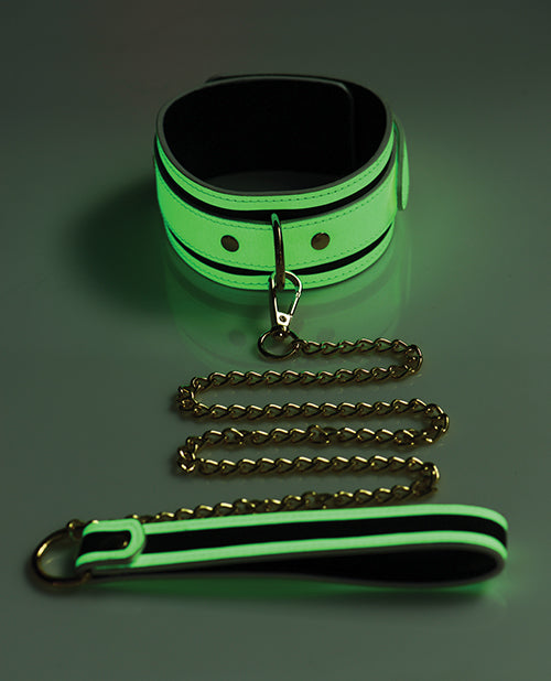 Master Series Kink In The Dark Glowing Collar W/leash